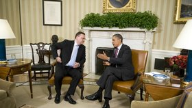 Petr Nečas coby premiérem s tehdjším prezidentem USA Barackem Obamou v Bílém domě