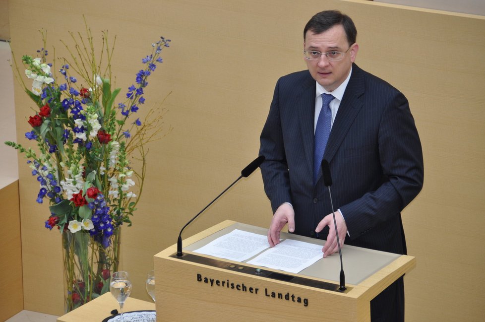 Premiér NEčas řeční v bavorském parlamentu