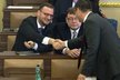 Petr Nečas, Zbyněk Stanjura a Boris Šťastný na schůzi Sněmovny