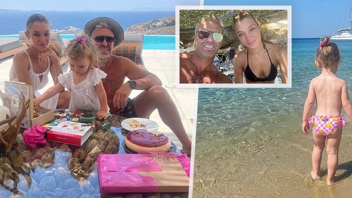 Petr Nedvěd s manželkou Nicole a jejich dcerkou Naomi, která právě v Řecku oslavila své druhé narozeniny.