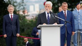 Petr Pavel a Andrej Babiš při slavnostním ceremoniálu na Vítkově (30.6.2026)