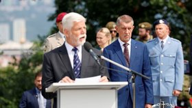Petr Pavel a Andrej Babiš při slavnostním ceremoniálu na Vítkově (30.6.2026)