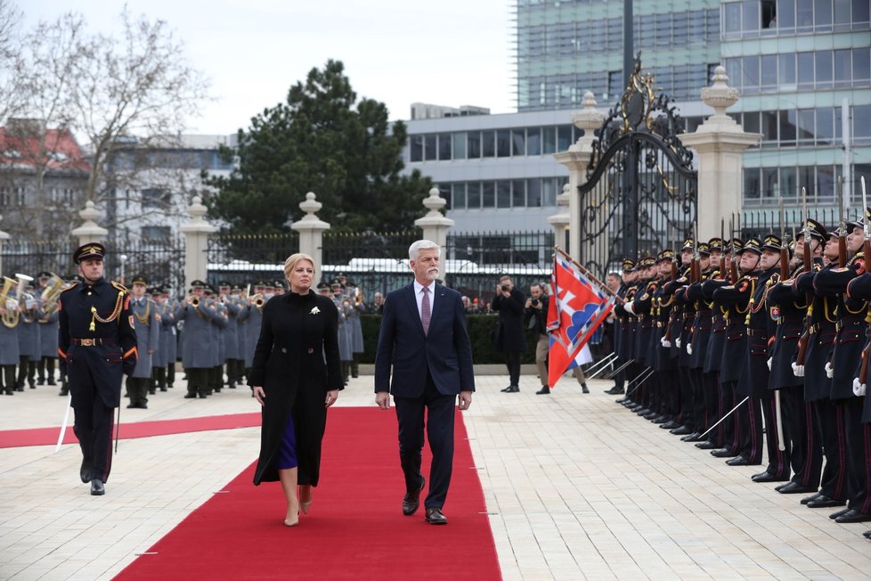 Návštěva prezidenta Petra Pavla na Slovensku: Na snímku se slovenskou prezidentkou Zuzanou Čaputovou.(13.3.2023)