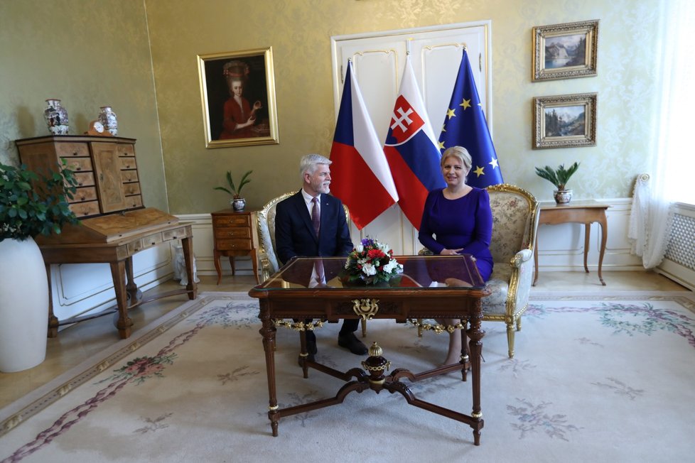 Návštěva prezidenta Petra Pavla na Slovensku: Na snímku se slovenskou prezidentkou Zuzanou Čaputovou.(13.3.2023)