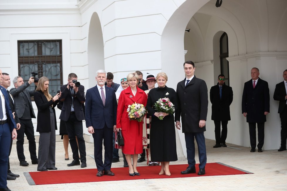 Návštěva prezidenta Petra Pavla na Slovensku: Na snímku s Evou Pavlovou a Zuzanou Čaputovou.(13.3.2023)