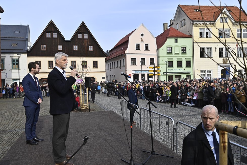 Zvolený prezident Petr Pavel v České Kamenici. (23.2.2023)