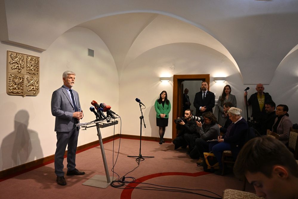 Prezident Petr Pavel na tiskové konferenci k valorizaci důchodů. (15.3.2023)
