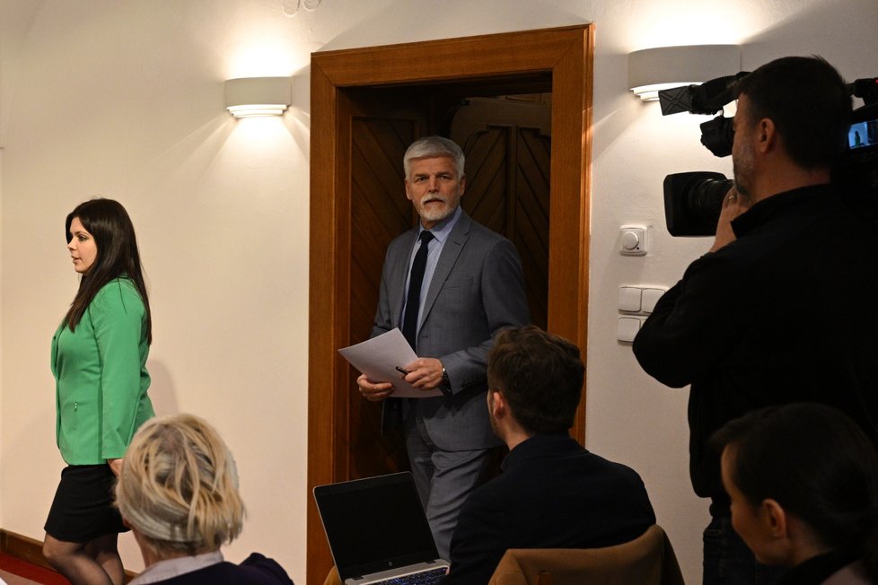 Prezident Petr Pavel na tiskové konferenci k valorizaci důchodů. (15.3.2023)