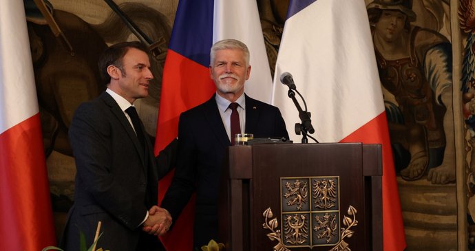 Prezident Petr Pavel přijal na Hradě Emmanuela Macrona (5.3.2024)