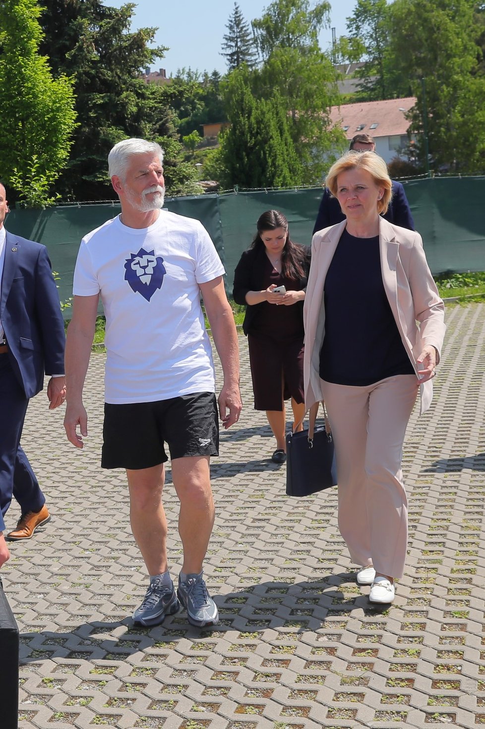 Prezident Petr Pavel s manželkou Evou na návštěvě outdoor sportoviště Český mlýn v Jihlavě. (25.5.2023)
