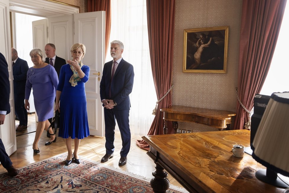 Prezident Petr Pavel s manželkou Evou na obhlídce Lumbeho vily (10.3.2023)