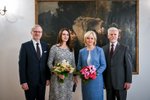 Prezident Petr Pavel s manželkou Evou přivítali na novoročním obědě premiéra Petra Fialu s manželkou Janou. (3. 1. 2024)