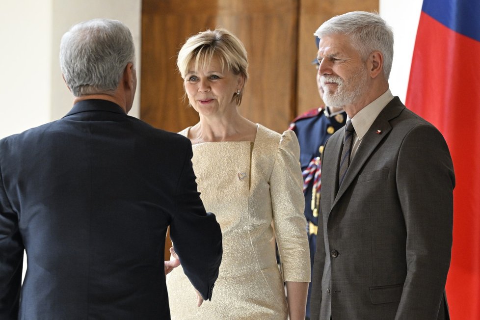Prezident Petr Pavel s první dámou na setkání s diplomatickým sborem (5.4.2023)