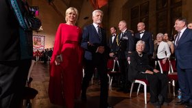 Petr Pavel a Eva Pavlová na předávání stáních vyznamenání (28.10.2023)