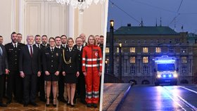 Prezident Petr Pavel přijal policisty, hasiče a záchranáře, kteří byli u zásahu na filozofické fakultě. (18. 1. 2024)