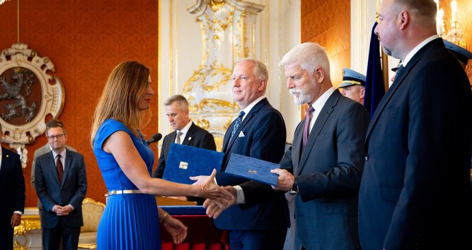 Jmenování soudců na Pražském hradě za účasti prezidenta Pavla i ministra spravedlnosti Tejce (27.7.2026)
