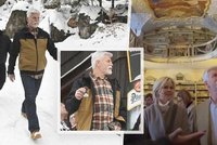 Petr Pavel na zimní vycházce ve flanelce. Manželku Evu vzal do broumovského kláštera