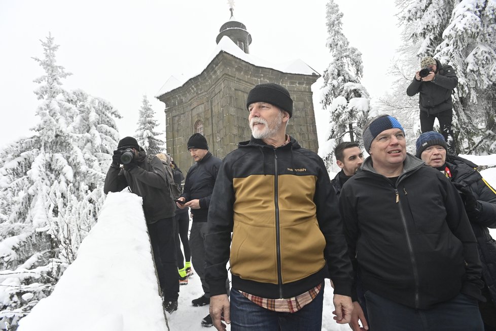 Prezident Petr Pavel na Broumovsku na zimním výšlapu (6.12.2023)