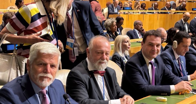 Petr Pavel a Petr Macinka na zasedání Valného shromáždění OSN (22. 9. 2026)