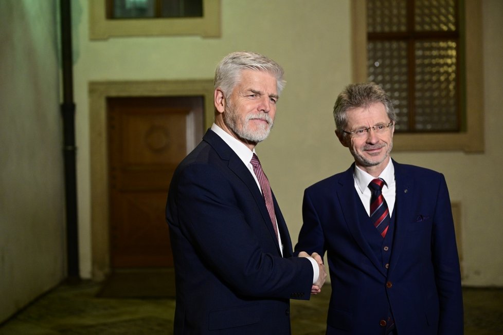 Petr Pavel v Senátu s předsedou Milošem Vystrčilem (1. 2. 2022)