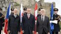Petr Pavel, Pellegrini a rakouský prezident Van der Bellen na Devíně v Bratislavě při pietě (12.5.2026) Petr Pavel, Pellegrini a rakouský prezident Van der Bellen na Devíně v Bratislavě při pietě (12.5.2026)