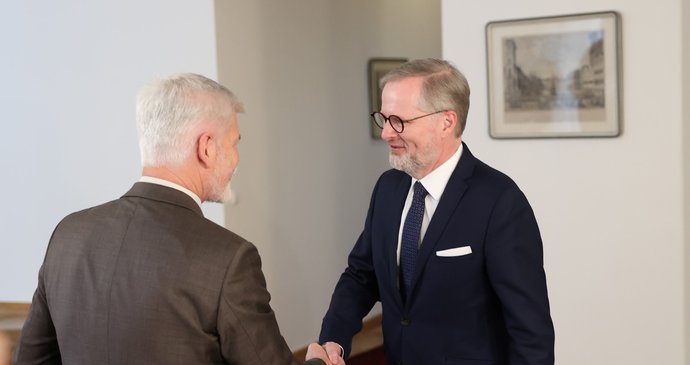 Prezident Petr Pavel přijak premiéra Petra Fialu.