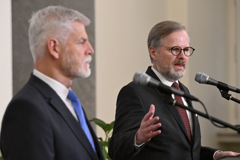 Tisková konference prezidenta Petra Pavla a premiéra Petra Fialy. (2.5.2023)