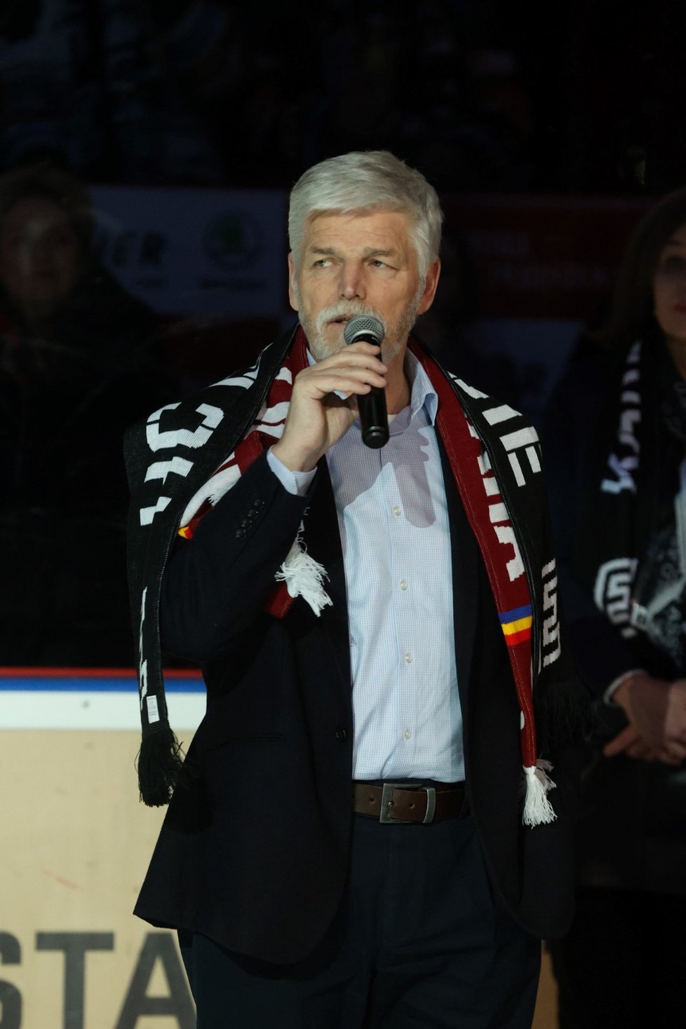 Prezident Petr Pavel v Karlovarském kraji na zápasu HC Energie Karlovy Vary - HC Sparta Praha (15. 2. 2023)