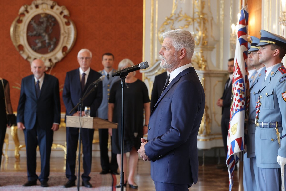 Prezident Petr Pavel na Hradě při jmenování ústavních soudců