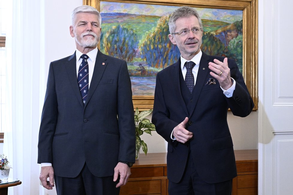 Prezident Petr Pavel s předsedou Senátu Milošem Vystrčilem (30.3.2023)