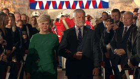 Petr a Eva Pavlovi na předávání státních vyznamenání (28.10.2025)