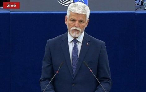 Petr Pavel během projevu v europarlamentu (4.10.2023)