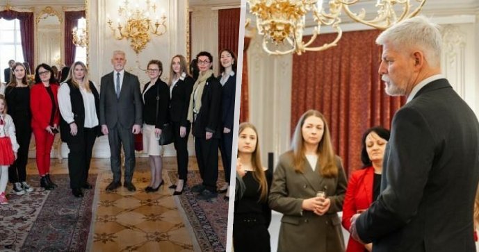 Prezident Petr Pavel se setkal s 15 ukrajinskými válečnými uprchlíky, 23. února 2024, Praha