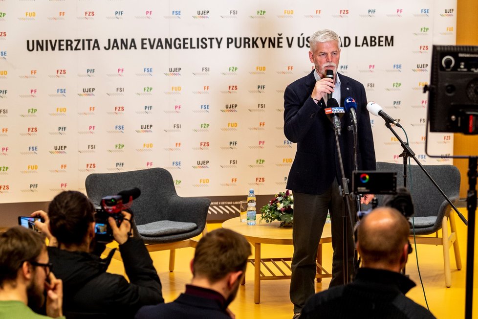 Zvolený prezident Petr Pavel na Univerzitě Jana Evangelisty Purkyně v Ústí nad Labem (23. 2. 2023)