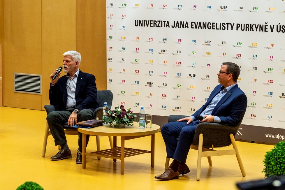 Zvolený prezident Petr Pavel na Univerzitě Jana Evangelisty Purkyně v Ústí nad Labem (23.2.2023)