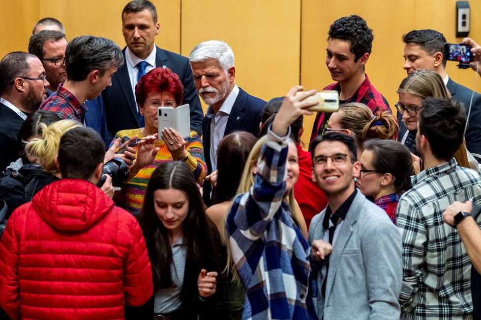 Zvolený prezident Petr Pavel na Univerzitě Jana Evangelisty Purkyně v Ústí nad Labem. (23.2.2023)