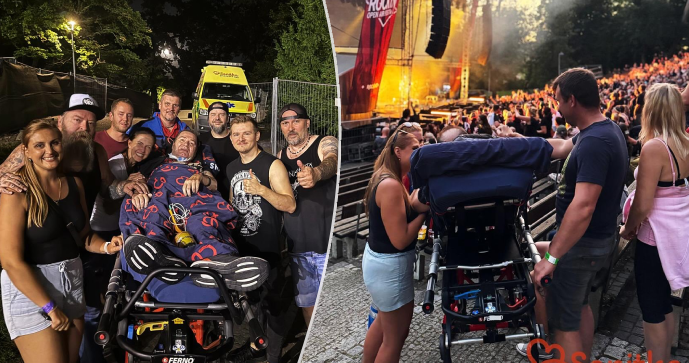 Nemocného Petra vzali na koncert kapely Škwor.