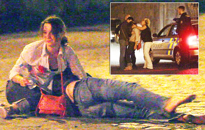 Petra Horváthová alias Vendy byla natolik opilá, že spadla i na policejní auto.