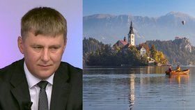 Ministr zahraničí Tomáš Petříček (ČSSD) a jezero Bled ve Slovinsku