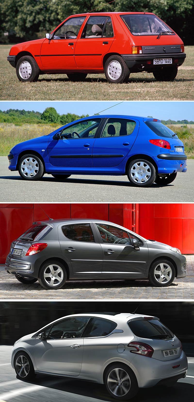 Srovnání: Peugeot 205, 206, 207 a 208