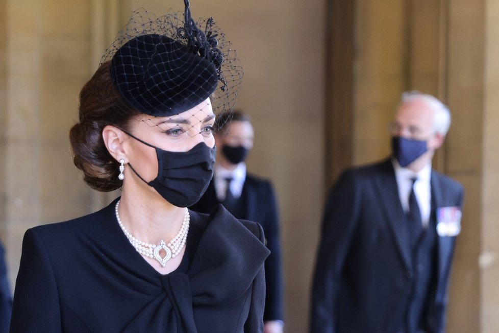 Kate Middletonová na pohřbu prince Philipa