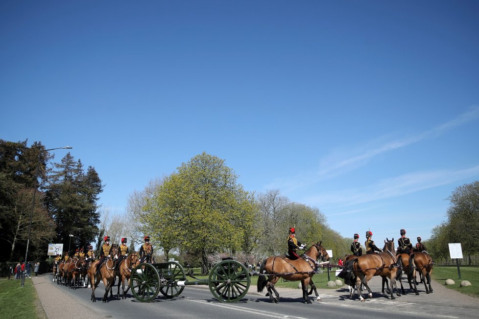 Probíhají poslední přípravy na pohřeb prince Philipa. Members of The Kings Troop Royal Horse Artillery