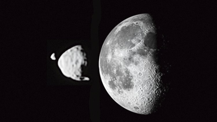 Mars a jeho měsíce Phobos a Deimos