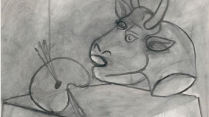 Picassův obraz Paleta a býčí hlava