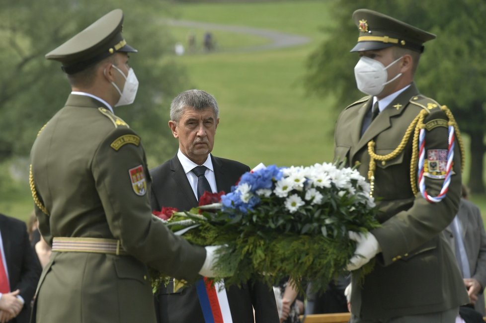 Pietní akt u příležitosti 79. výročí od vyhlazení Lidic (12. 6. 2021): Premiér Andrej Babiš (ANO)