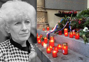 Lidé se scházeli u hrobu Olgy Havlové, aby v upomínku na její památku zapálili svíčky.