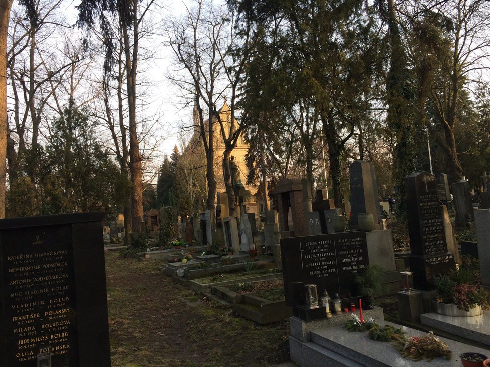 Poslední místo odpočinku Olgy Havlové je u severní zdi Kaple sv. Václava na Vinohradském hřbitově.