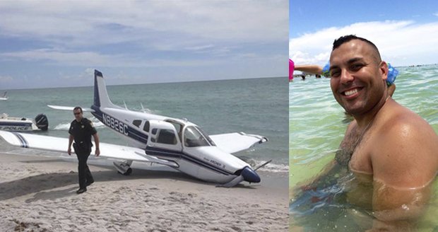 Šestatřicetiletý muž (na snímku vpravo) a jeho dcera zemřeli při nouzovém přistání letadla na pláži