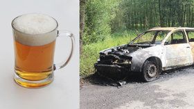 Německý řidič uhasil požár svého vozu pivem.