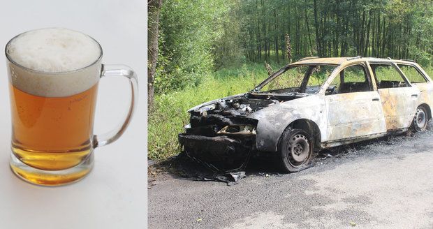 Řidič uhasil požár auta pivem, policisté ho za to pochválili